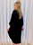 Black Satin Shirred Center Drawstring Dress