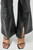 Black Front Slit Flare Leather Pants