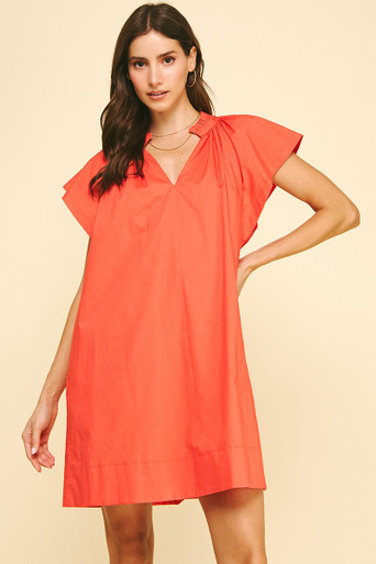 ruffle-appliqu cut-out mini dress in coral Rowan Frill Mini Dress - Coral