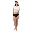 Female modeled washable protective briefs, front view full body