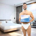 Male model holding Incontrol Booster Pads.