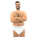 Mega Inspire+ Adult Diapers on male model, front-view.