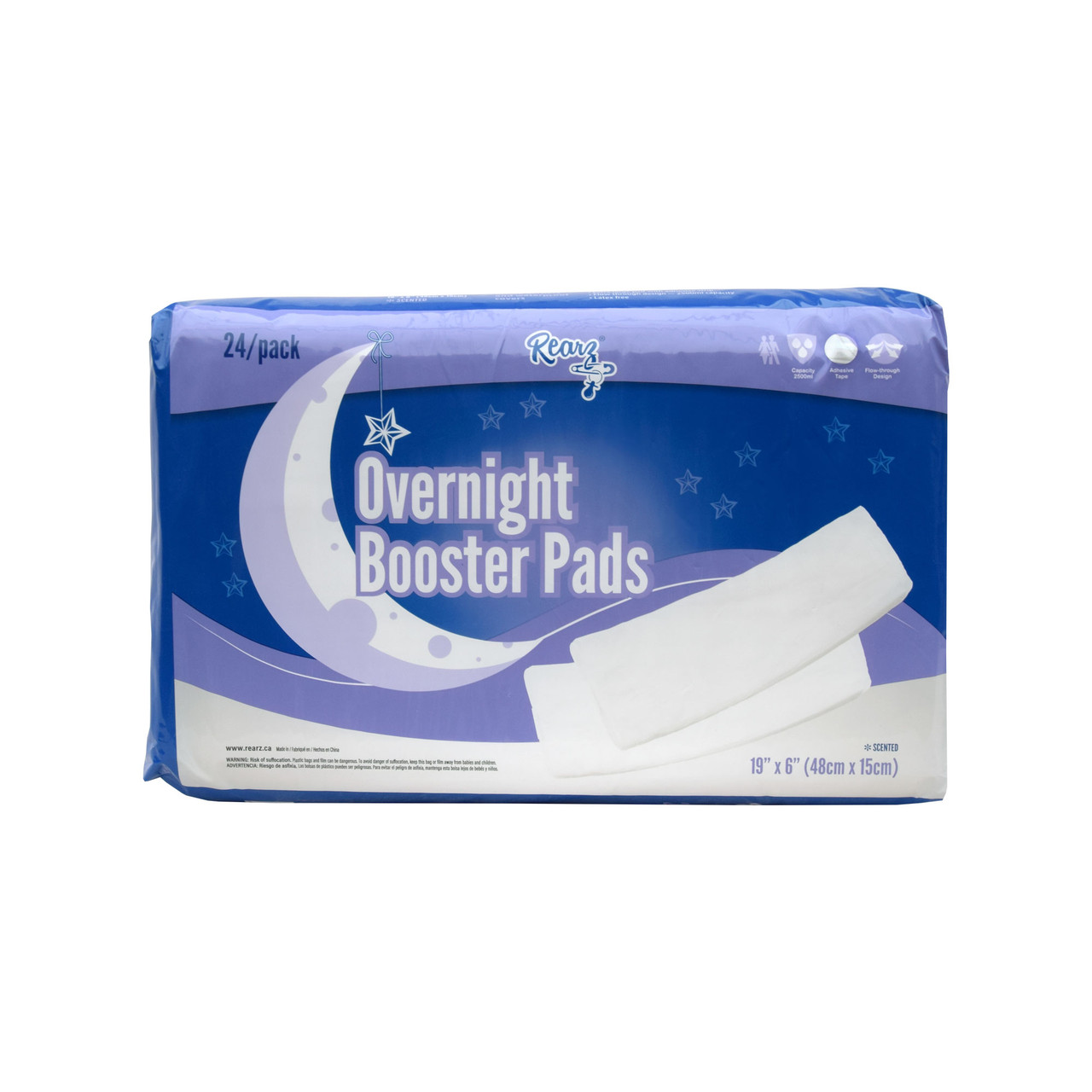 Overnight Booster Pads - Flow Through with Adhesive Strip