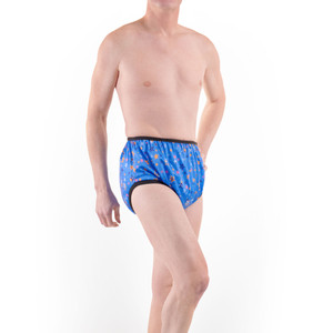 Blue Stars Waterproof Silence Pant on male model, front-view.