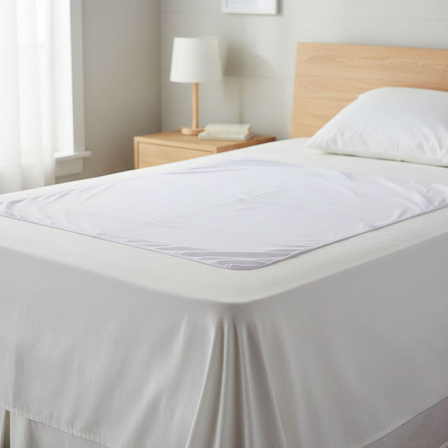 Reusable Incontinence Underpad on bed.