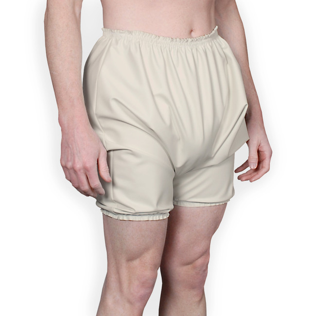 Front view of modeled rubber bloomers