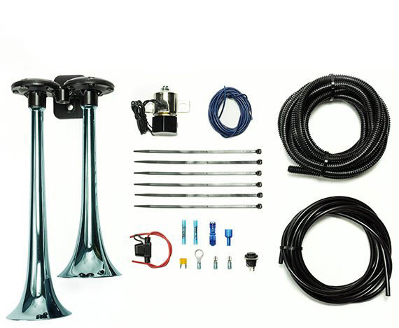 Basic Dual Air Horn For Onboard Air Cast Zinc Alloy/Stainless Steel Chrome