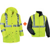 Ergodyne Hooded Jacket, Polyester, Class 3 Type R, Green, XL 8385