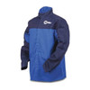 Welding Jacket, Indura, 9 oz, 30 in Length, Snaps Closure, 2 Pockets, Blue, XL