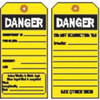 Tag, Safety, Paper, 5 3-4 in H x 3 in W, Black on Yellow, Rectangle, 100 PK  86664