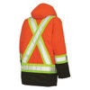 Tough Duck Men's Hi-Vis Safety Parka, 300D Poly Oxford with PU Coating, Orange, Xl S17611