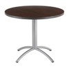 CafeWorks Cafe/Breakroom Table, Walnut Top, Silver Frame, 36 in Dia x 30 in H