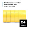 Painter's Tape, 36 mm W x 55 m L, 6.3 mil Thick, Yellow, Rubber Adhesive, 24 PK  301+