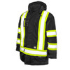 Men's Hi-Vis Safety Parka, 300D Poly Oxford with PU Coating, Black, Xl