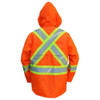 Hi-Viz Safety Jacket, Polyester, Polyurethane, Class 3 Type R, Orange, XL  6323JO-XL