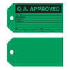Tag, Inspection, Paper, 3 in H x 5 3/4 in W, Black on Green, Rectangle, 100 PK