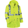 Ergodyne Rain Jacket with Hood, Polyester, Class 3 Type R, Yellow-Green, XL 8365
