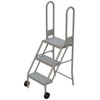 54 in H Steel Tilt and Roll Ladder, 3 Steps, 300 lb Load Capacity
