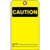 Caution Tag, Caution, Cardstock, 7 in H x 4 in W, Yellow, Rectangle, 25 PK