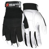 914 Mechanics Gloves, Goatskin Palm, Spandex Back, XL, Black/White