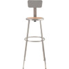 National Public Seating Round Stool with Backrest, Height 31" to 39"Gray 6230HB
