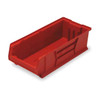 Storage Bin, Polypropylene/Polyethylene, Red, 7 in H, 11 in W, 23 7/8 in L