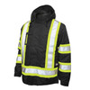 Men's Hi-Vis 5-in-1 Safety Jacket, 300D Poly Oxford with PU Coating, Black, Xl