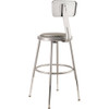 National Public Seating Round Stool with Backrest, Height 19" to 27"Gray 6418HB
