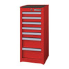 WESTWARD Side Cabinet, 7-Drawers, Powder Coated Red, 15.5" W x 18" D x 34" H