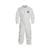 Collared Disposable Coveralls, Xl, White, Tyvek 400, zipper, PK25