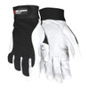 906DP Mechanics Gloves, Goatskin Palm, Nylon, Spandex Back, 2XL, Black/White