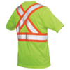 High Visibility Short Sleeve Shirt, 2, R, Polyester, Green-Yellow, 2XL  S39221