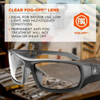ODIN, Safety Glasses, Anti-Fog, Clear Lens, Matte Black Frame, Full-Frame