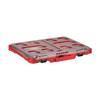 10 Compartments PACKOUT Tool Case, 16-3/8 in W x 16-1/4 in D x 2-1/2 in H, Red