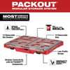 10 Compartments PACKOUT Tool Case, 16-3-8 in W x 16-1-4 in D x 2-1-2 in H, Red  48-22-8431