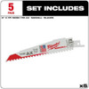 Milwaukee Tool 6" 5 TPI The Ax Sawzall  Blade (5 Pk) 48-00-5021