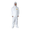 Condor Hooded Disposable Coveralls, 4Xl, White, zipper 30C583