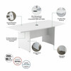 Bush Business Furniture 72W x 36D Boat Shaped Conference Table with Wood Base 99TB7236WH B-99TB7236WH