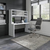 Office by kathy ireland® Echo 60W Credenza Desk with Hutch in Pure White and Modern Gray ECH030WHMG