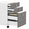 Office by kathy ireland® Echo Bow Front Desk and Credenza with Mobile File Cabinet ECH010WHMG B-ECH010WHMG