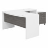 Office by kathy ireland® Echo L Shaped Bow Front Desk with Mobile File Cabinet ECH007WHMG