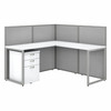 Bush Business Furniture Easy Office 60W L Shaped Cubicle Desk with File Cabinet and 45H Panels EOD360SWH-03K