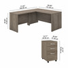 Bush Business Furniture Studio C 60W x 30D L Shaped Desk with Mobile File Cabinet and 42W Return STC008MHSU B-STC008MHSU