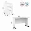Bush Business Furniture Studio A 48W Computer Desk with 3 Drawer Mobile File Cabinet STA001WHSU B-STA001WHSU