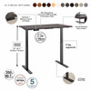 Move 60 Series by Bush Business Furniture 72W x 30D Height Adjustable Standing Desk M6S7230SGBK B-M6S7230SGBK