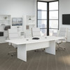 Bush Business Furniture 96W x 42D Boat Shaped Conference Table with Wood Base in White 99TB9642WHK