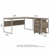 Bush Business Furniture Hybrid 60W x 30D L Shaped Table Desk with Mobile File Cabinet HYB029MHSU B-HYB029MHSU