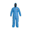 Dupont Hooded Disposable Coverall, 2XL, Blue, SMS, zipper PB127SBU2X002500