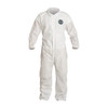 Dupont Collared Disposable Coverall, L, White, SMS, zipper PB125SWHLG002500