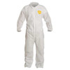Dupont Collared Disposable Coverall, 4Xl, White, SMS, zipper PB125SWH4X002500